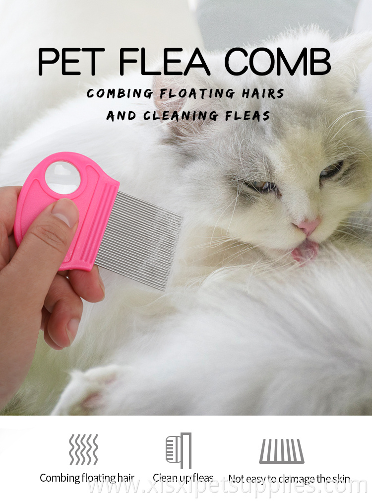 Factory Wholesale Pet Flea Iice Cleaner Comb Pet Cat Dog Needle Comb With Magnifying Glass